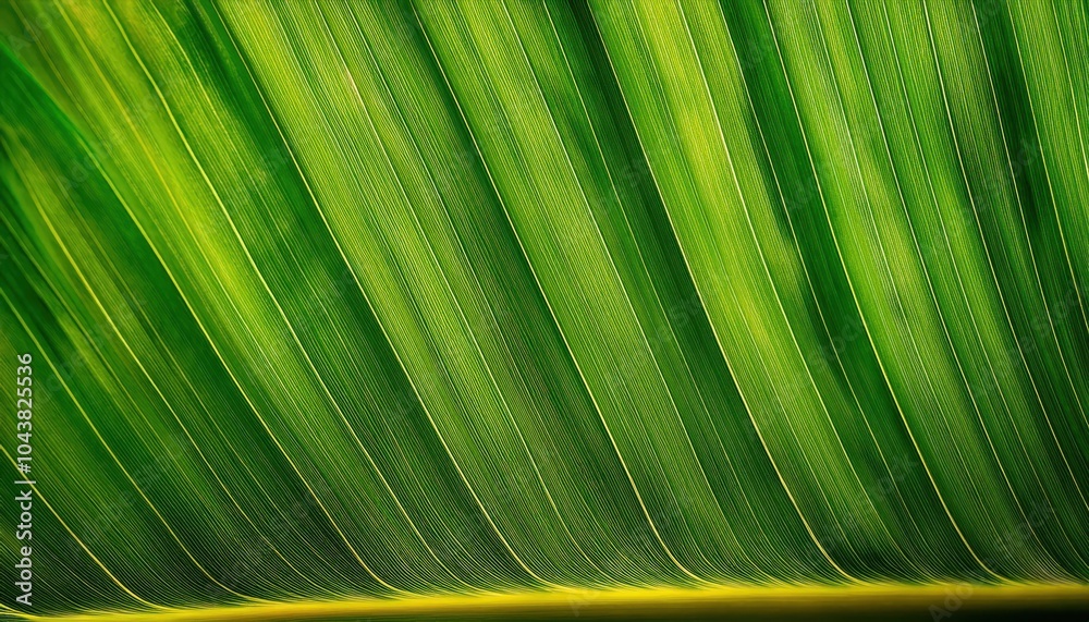 Aufkleber close-up of a lush tropical leaf's intricate vein structure showcasing symmetrical patterns and vivi