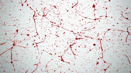 Abstract red splatters on white background.