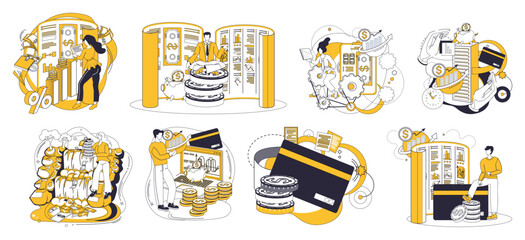 Online banking vector illustration. In digital ballet transactions, online banking pirouettes gracefully as lead dancer The internet becomes playground for financial ballet, choreographed by online © Dmytro