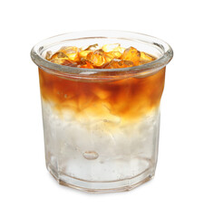 Refreshing espresso tonic drink isolated on white