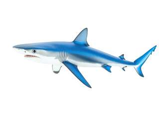 Fototapeta premium Realistic depiction of a sleek, blue shark swimming in the ocean.