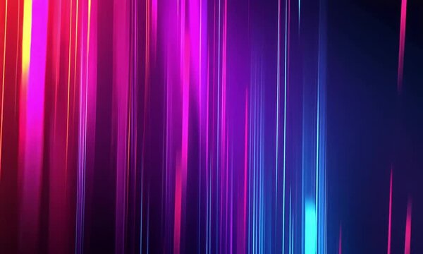 Abstract background with neon light lines and vertical stripes, digital technology concept