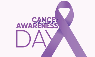 lavender ribbon national cancer awareness month vector. national cancer awareness month banner