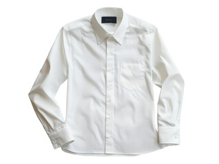 Crisp white dress shirt with long sleeves and classic collar.