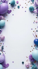 Pastel-Themed Party Background with Balloons and Confetti for Celebrations