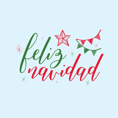 Hand Drawn Feliz Navidad Calligraphy Text Vector Design.