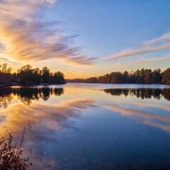 beautiful sunset over the lake