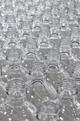 A lot of empty clean glass bottles