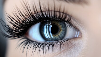 Obraz premium a close up of an eye with thick long eyelashes 