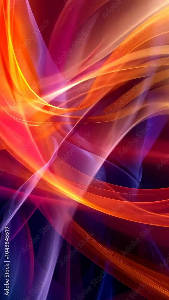 Poster abstract flowing colorful lines with vibrant hues, dynamic composition. digital art and creativity c