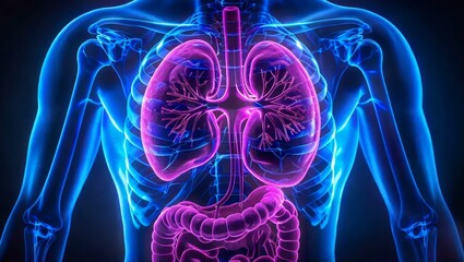 Anatomical Illustration of Human Lungs and Organs