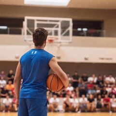 Naklejka premium basketball player in action at the gym
