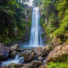 Obraz premium a waterfall in the forest