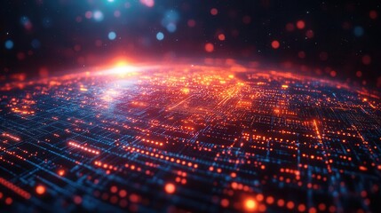 futuristic metaverse digital world showcasing a cyber space background filled with neon colors depicting a colorful global landscape teeming with future energy and technology