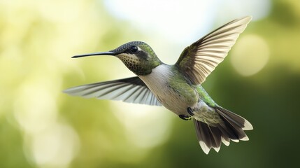 Fototapeta premium Beautiful flying hummingbird on transparent background, png