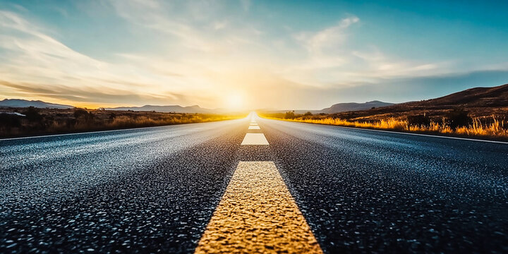 Asphalt Road to Success: Progress and Development Symbolized by Upward Arrows