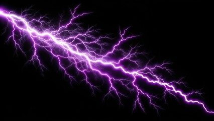 Purple lightning striking in the sky against a white background