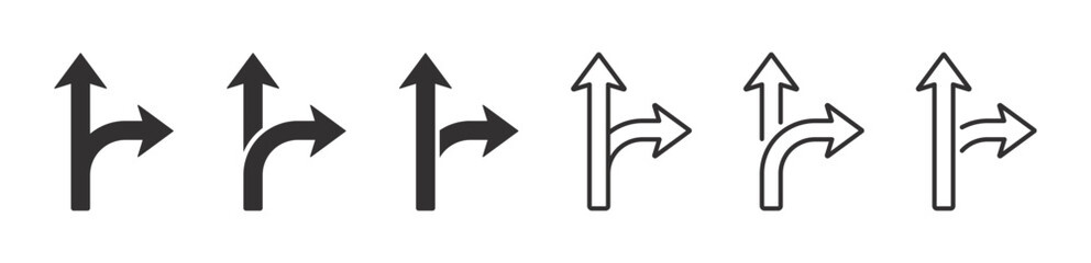Choice vector icons set. Alternate Route line and filled flat designs. Choice icon.  Alternate Route line and filled icon