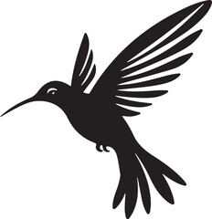 Obraz premium Flying Humming Bird silhouette vector style with white background 