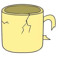 broken mug illustration hand drawn isolated vector