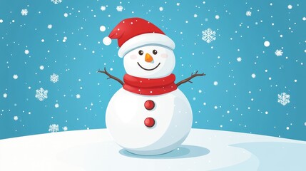 Christmas snowman flat design, winter wonderland theme, animation