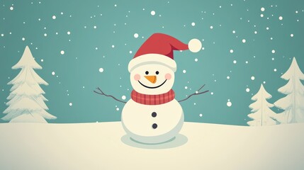 Christmas snowman flat design, winter wonderland theme, animation