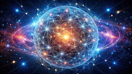 Obraz premium Quantum entanglement connections in cosmic space