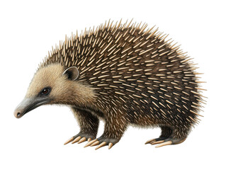 Obraz premium Close-up of a spiky echidna with a pointed snout and brown fur.