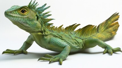 Obraz premium Green Plumed Basilisk Lizard (Basiliscus plumifrons), Boca Tapada