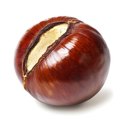 Smooth Chestnut Shell Shines on Crisp White Background