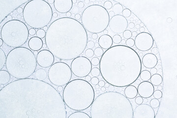 Close-up of white macro bubbles,Close up macro Aloe vera gel cosmetic texture white background with...