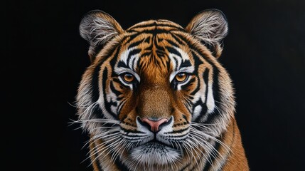 Fototapeta premium Portret tygrysa na czarnym tle