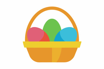 Easter basket with colorful eggs vector illustration on a white background
