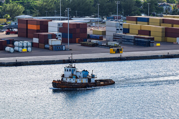 tugboat water harbor port shipping containers
