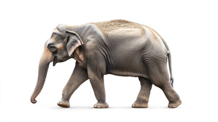 Fototapeta premium Side view of walking Asian Elephant isolated on white background.