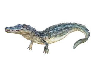 Naklejka premium Realistic illustration of a crocodile showcasing its textured scales and elongated body.