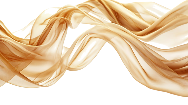 Beige Fabrics Billowing in the Wind on a Clear Background Generative AI