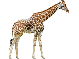 Obraz premium Graceful giraffe standing tall with striking patterns on its skin.