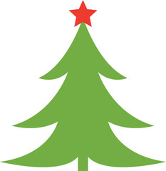 Fototapeta premium Christmas tree vector illustration design. Christmas green tree illustration with star, christmas tree vector illustration, Tree vector art, christmas tree silhouette, Christmas vector icon.