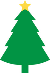 Fototapeta premium Christmas tree vector illustration design. Christmas green tree illustration with star, christmas tree vector illustration, Tree vector art, christmas tree silhouette, Christmas vector icon.