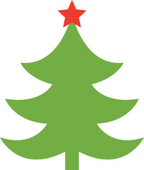 Fototapeta premium Christmas tree vector illustration design. Christmas green tree illustration with star, christmas tree vector illustration, Tree vector art, christmas tree silhouette, Christmas vector icon.