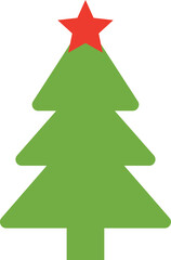 Obraz premium Christmas tree vector illustration design. Christmas green tree illustration with star, christmas tree vector illustration, Tree vector art, christmas tree silhouette, Christmas vector icon.