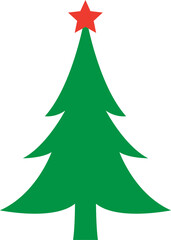 Obraz premium Christmas tree vector illustration design. Christmas green tree illustration with star, christmas tree vector illustration, Tree vector art, christmas tree silhouette, Christmas vector icon.