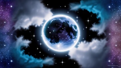 Obraz premium Beautiful moon wallpaper with the full moon glowing in a starry sky