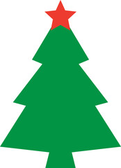 Christmas tree vector illustration design. Christmas green tree illustration with star, christmas tree vector illustration, Tree vector art, christmas tree silhouette, Christmas vector icon.