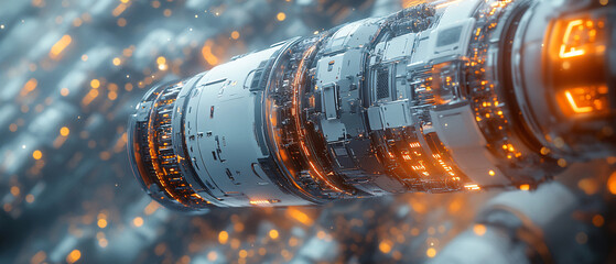 Obraz premium Futuristic Technology Concept with Orange Lights