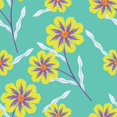 flower seamless pattern on green background