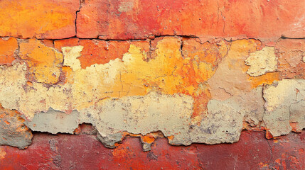 Fototapeta premium Abstract Red Yellow Grey Brick Wall Texture Background