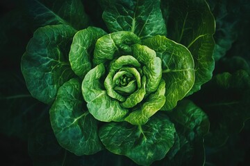 Fototapeta premium Organic Vegetable Garden. Premium Close-up Shot of Fresh Lettuce, Ideal for Healthy Eating Concept