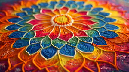 Colorful rangoli pattern with intricate design for Diwali celebrations